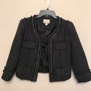 Tweed-like crop jacket with zipper detail